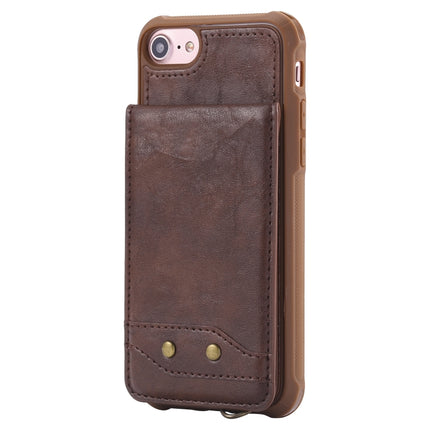 For iPhone 6 Vertical Flip Shockproof Leather Protective Case with Short Rope, Support Card Slots & Bracket & Photo Holder & Wallet Function(Coffee)-garmade.com