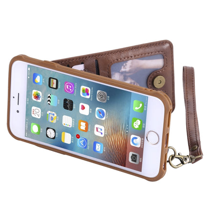 For iPhone 6 Vertical Flip Shockproof Leather Protective Case with Short Rope, Support Card Slots & Bracket & Photo Holder & Wallet Function(Coffee)-garmade.com