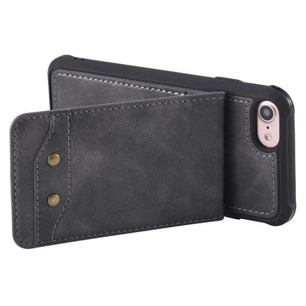 For iPhone 6 Vertical Flip Shockproof Leather Protective Case with Short Rope, Support Card Slots & Bracket & Photo Holder & Wallet Function(Grey)-garmade.com