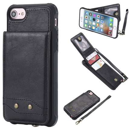 For iPhone 6 Vertical Flip Shockproof Leather Protective Case with Short Rope, Support Card Slots & Bracket & Photo Holder & Wallet Function(Black)-garmade.com