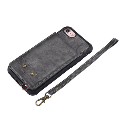 Vertical Flip Shockproof Leather Protective Case with Short Rope, Support Card Slots & Bracket & Photo Holder & Wallet Function(Coffee)-garmade.com