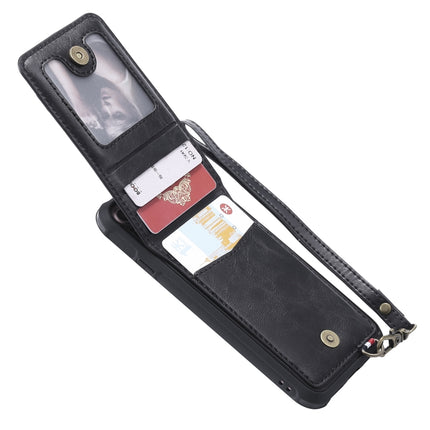 Vertical Flip Shockproof Leather Protective Case with Short Rope, Support Card Slots & Bracket & Photo Holder & Wallet Function(Black)-garmade.com