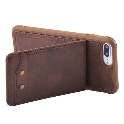 For iPhone 6 Plus Vertical Flip Shockproof Leather Protective Case with Short Rope, Support Card Slots & Bracket & Photo Holder & Wallet Function(Coffee)-garmade.com