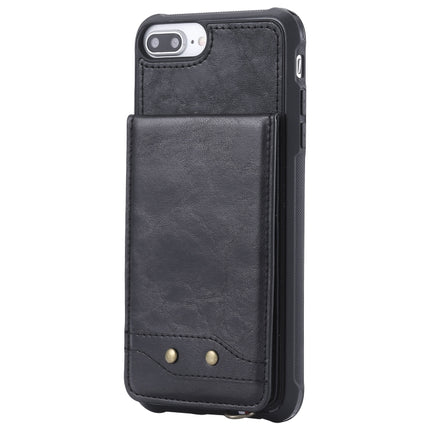 For iPhone 6 Plus Vertical Flip Shockproof Leather Protective Case with Short Rope, Support Card Slots & Bracket & Photo Holder & Wallet Function(Black)-garmade.com