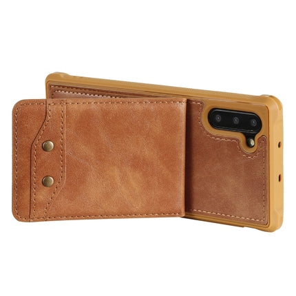 For Galaxy Note 10 Vertical Flip Shockproof Leather Protective Case with Short Rope, Support Card Slots & Bracket & Photo Holder & Wallet Function(Brown)-garmade.com