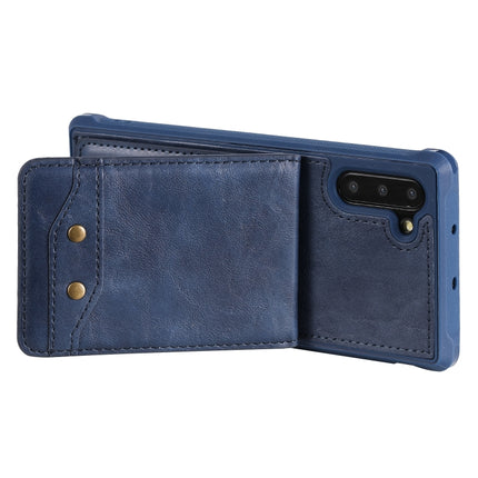 For Galaxy Note 10 Vertical Flip Shockproof Leather Protective Case with Short Rope, Support Card Slots & Bracket & Photo Holder & Wallet Function(Blue)-garmade.com