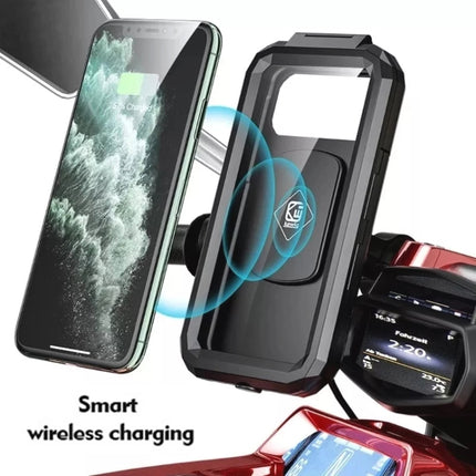 M18S-A1 Motorcycle / Bicycle Handlebar Wireless Charging Waterproof Box Mobile Phone Holder-garmade.com