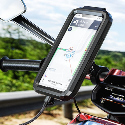M18S-A1 Motorcycle / Bicycle Handlebar Wireless Charging Waterproof Box Mobile Phone Holder-garmade.com