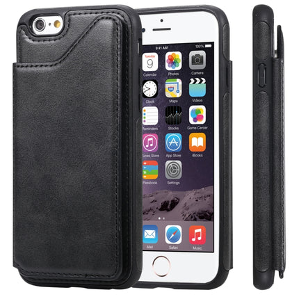For iPhone 6 Shockproof Calf Texture Protective Case with Holder & Card Slots & Frame(Black)-garmade.com