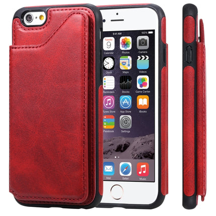 For iPhone 6 Shockproof Calf Texture Protective Case with Holder & Card Slots & Frame(Red)-garmade.com