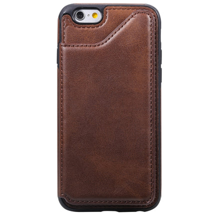 For iPhone 6 Shockproof Calf Texture Protective Case with Holder & Card Slots & Frame(Coffee)-garmade.com