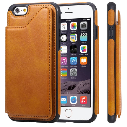 For iPhone 6 Shockproof Calf Texture Protective Case with Holder & Card Slots & Frame(Brown)-garmade.com