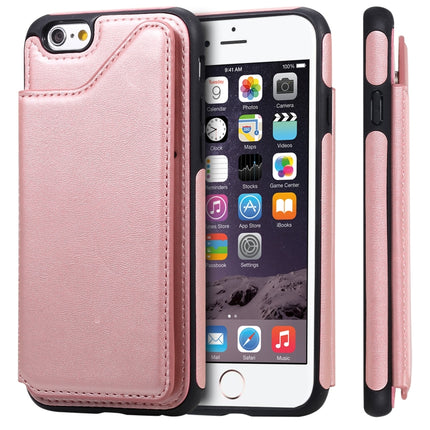 For iPhone 6 Shockproof Calf Texture Protective Case with Holder & Card Slots & Frame(Rose Gold)-garmade.com