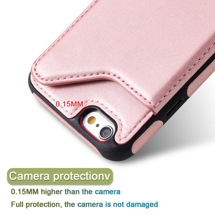 For iPhone 6 Shockproof Calf Texture Protective Case with Holder & Card Slots & Frame(Rose Gold)-garmade.com