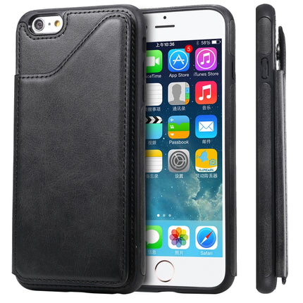 For iPhone 6 Plus Shockproof Calf Texture Protective Case with Holder & Card Slots & Frame(Black)-garmade.com