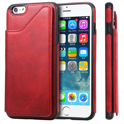 For iPhone 6 Plus Shockproof Calf Texture Protective Case with Holder & Card Slots & Frame(Red)-garmade.com