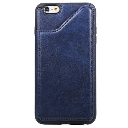 For iPhone 6 Plus Shockproof Calf Texture Protective Case with Holder & Card Slots & Frame(Blue)-garmade.com