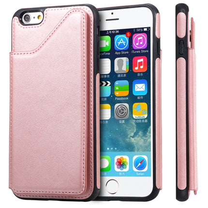 For iPhone 6 Plus Shockproof Calf Texture Protective Case with Holder & Card Slots & Frame(Rose Gold)-garmade.com
