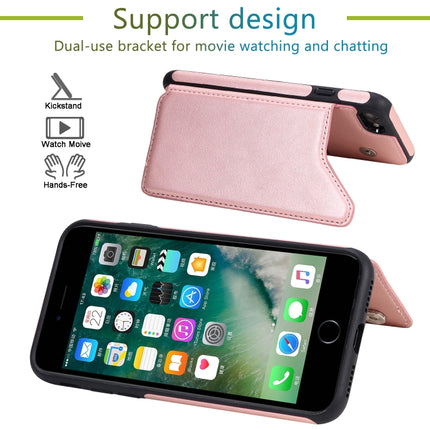 For iPhone 7 / 8 Shockproof Calf Texture Protective Case with Holder & Card Slots & Frame(Coffee)-garmade.com