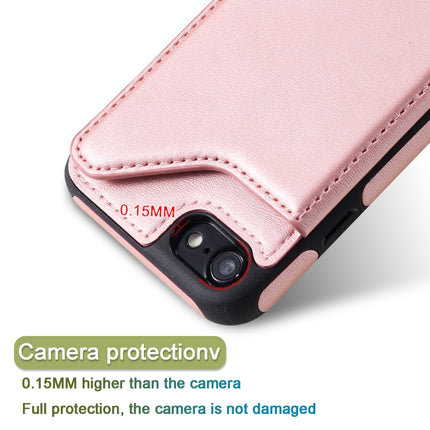 For iPhone 7 / 8 Shockproof Calf Texture Protective Case with Holder & Card Slots & Frame(Rose Gold)-garmade.com