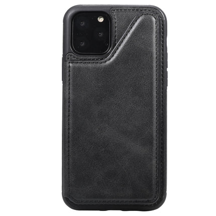 For iPhone 11 Pro Shockproof Calf Texture Protective Case with Holder & Card Slots & Frame(Black)-garmade.com