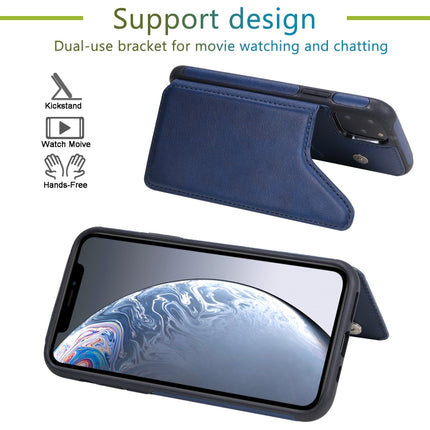 For iPhone 11 Pro Shockproof Calf Texture Protective Case with Holder & Card Slots & Frame(Blue)-garmade.com
