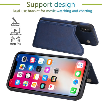 For iPhone X Shockproof Calf Texture Protective Case with Holder & Card Slots & Frame(Red)-garmade.com