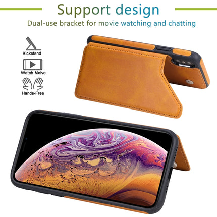 For iPhone XS Shockproof Calf Texture Protective Case with Holder & Card Slots & Frame(Black)-garmade.com