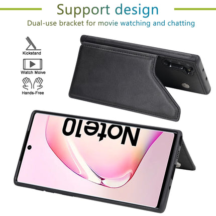 For Galaxy Note 10 Shockproof Calf Texture Protective Case with Holder & Card Slots & Frame(Black)-garmade.com