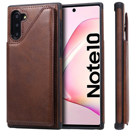 For Galaxy Note 10 Shockproof Calf Texture Protective Case with Holder & Card Slots & Frame(Coffee)-garmade.com