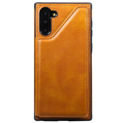 For Galaxy Note 10 Shockproof Calf Texture Protective Case with Holder & Card Slots & Frame(Brown)-garmade.com
