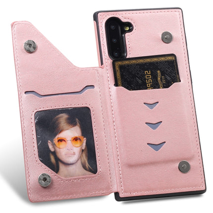 For Galaxy Note 10 Shockproof Calf Texture Protective Case with Holder & Card Slots & Frame(Rose Gold)-garmade.com