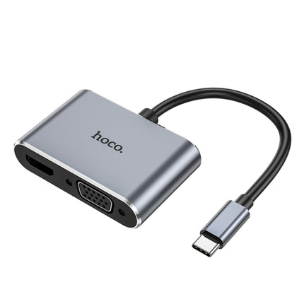 hoco HB29 Easy-lead USB-C / Type-C Multifunction Converter HDTV+VGA HUD(Tarnish)-garmade.com