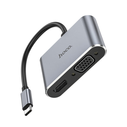 hoco HB29 Easy-lead USB-C / Type-C Multifunction Converter HDTV+VGA HUD(Tarnish)-garmade.com