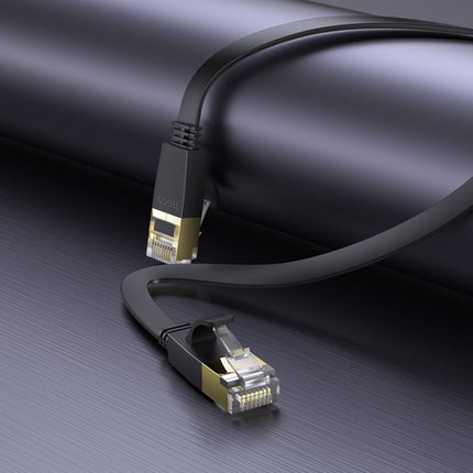 hoco US07 Category 6 Pure Copper Gigabit Flat Cable, Length:1m(Black)-garmade.com