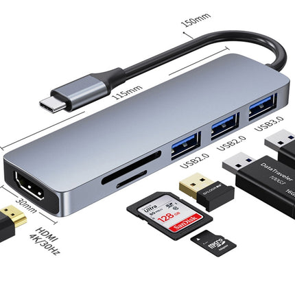 6-in-1 USB-C / Type-C to USB Docking Station HUB Adapter-garmade.com