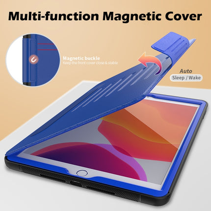 For iPad 10.2 Multifunctional Tablet PC Protective Leather Case with Bracket & Card Slots & Pen Slot & Wake-up / Sleep Function(Blue)-garmade.com