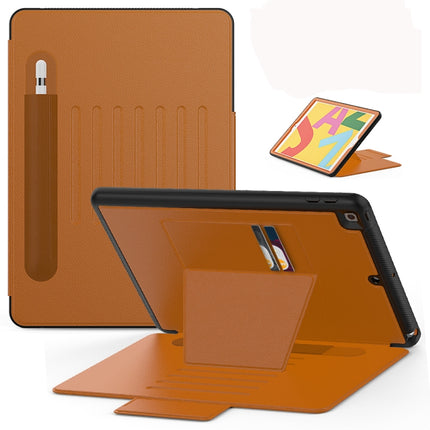 For iPad 10.2 Multifunctional Tablet PC Protective Leather Case with Bracket & Card Slots & Pen Slot & Wake-up / Sleep Function(Khaki)-garmade.com