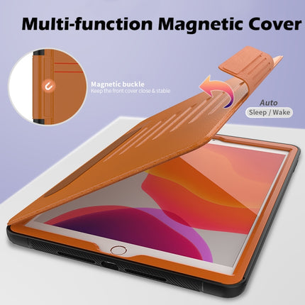 For iPad 10.2 Multifunctional Tablet PC Protective Leather Case with Bracket & Card Slots & Pen Slot & Wake-up / Sleep Function(Khaki)-garmade.com