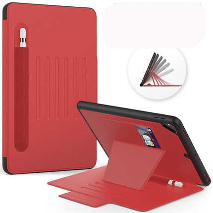 For iPad 9.7 Multifunctional Tablet PC Protective Leather Case with Bracket & Card Slots & Pen Slot & Wake-up / Sleep Function(Red)-garmade.com