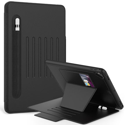 For iPad 9.7 Multifunctional Tablet PC Protective Leather Case with Bracket & Card Slots & Pen Slot & Wake-up / Sleep Function(Black)-garmade.com