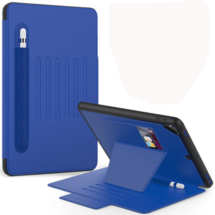 For iPad 9.7 Multifunctional Tablet PC Protective Leather Case with Bracket & Card Slots & Pen Slot & Wake-up / Sleep Function(Blue)-garmade.com