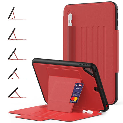 For iPad Mini 5 Multifunctional Tablet PC Protective Leather Case with Bracket & Card Slots & Pen Slot & Wake-up / Sleep Function(Red)-garmade.com
