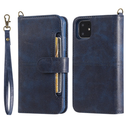 For iPhone 11 Multifunctional Detachable Magnetic Horizontal Flip Leather Case with Card Slots & Holder & Wallet & Photo Frame(Blue)-garmade.com