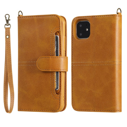 For iPhone 11 Multifunctional Detachable Magnetic Horizontal Flip Leather Case with Card Slots & Holder & Wallet & Photo Frame(Brown)-garmade.com