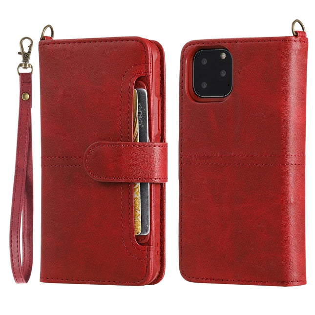 For iPhone 11 Pro Multifunctional Detachable Magnetic Horizontal Flip Leather Case with Card Slots & Holder & Wallet & Photo Frame(Red)-garmade.com