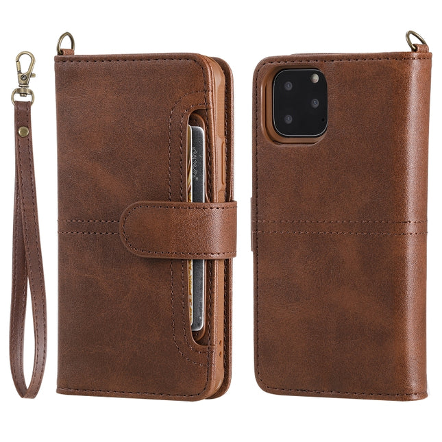 For iPhone 11 Pro Multifunctional Detachable Magnetic Horizontal Flip Leather Case with Card Slots & Holder & Wallet & Photo Frame(Coffee)-garmade.com