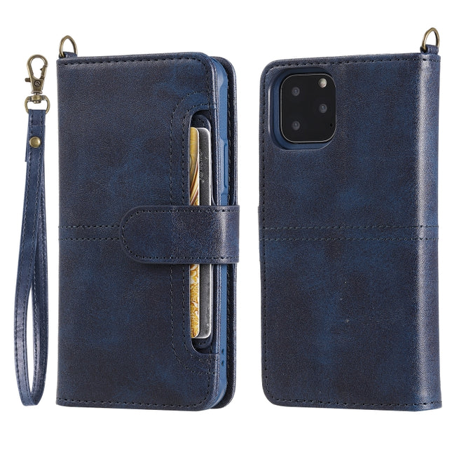 For iPhone 11 Pro Multifunctional Detachable Magnetic Horizontal Flip Leather Case with Card Slots & Holder & Wallet & Photo Frame(Blue)-garmade.com