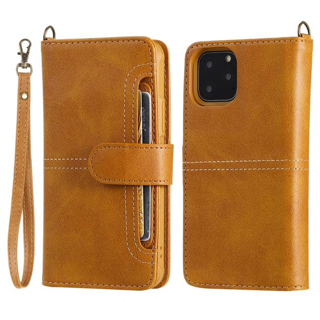 For iPhone 11 Pro Multifunctional Detachable Magnetic Horizontal Flip Leather Case with Card Slots & Holder & Wallet & Photo Frame(Brown)-garmade.com