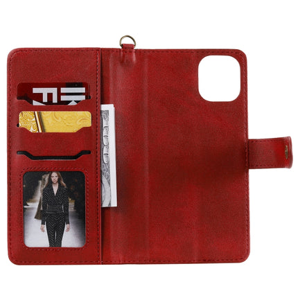 For iPhone 11 Pro Max Multifunctional Detachable Magnetic Horizontal Flip Leather Case with Card Slots & Holder & Wallet & Photo Frame(Red)-garmade.com